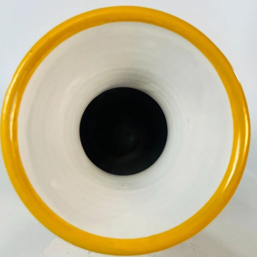 Artisan Signed Hand Painted Vase Roses Sunflower Spring Red Yellow Blue ‎ 7